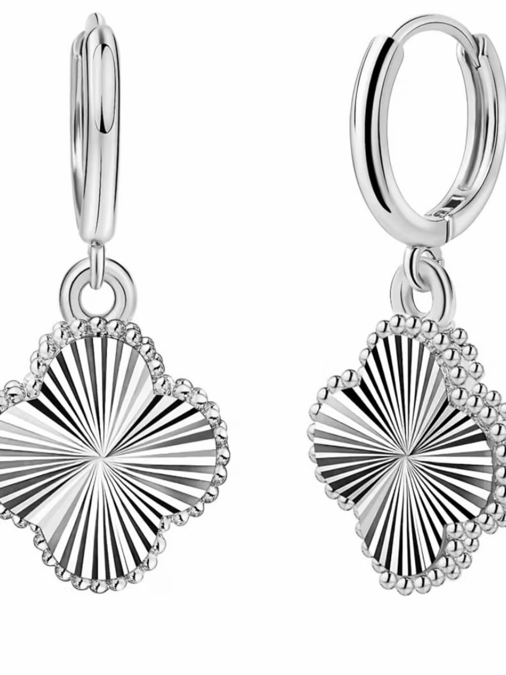 Sterling Silver Radiant Clover Drop Earrings - Silver